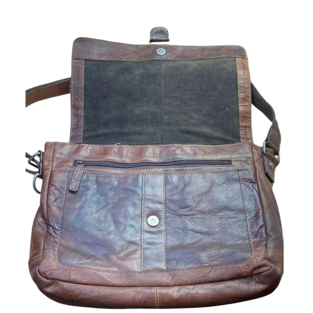 JACK GEORGES VOYAGER LEATHER MESSENGER CROSSBODY BAG